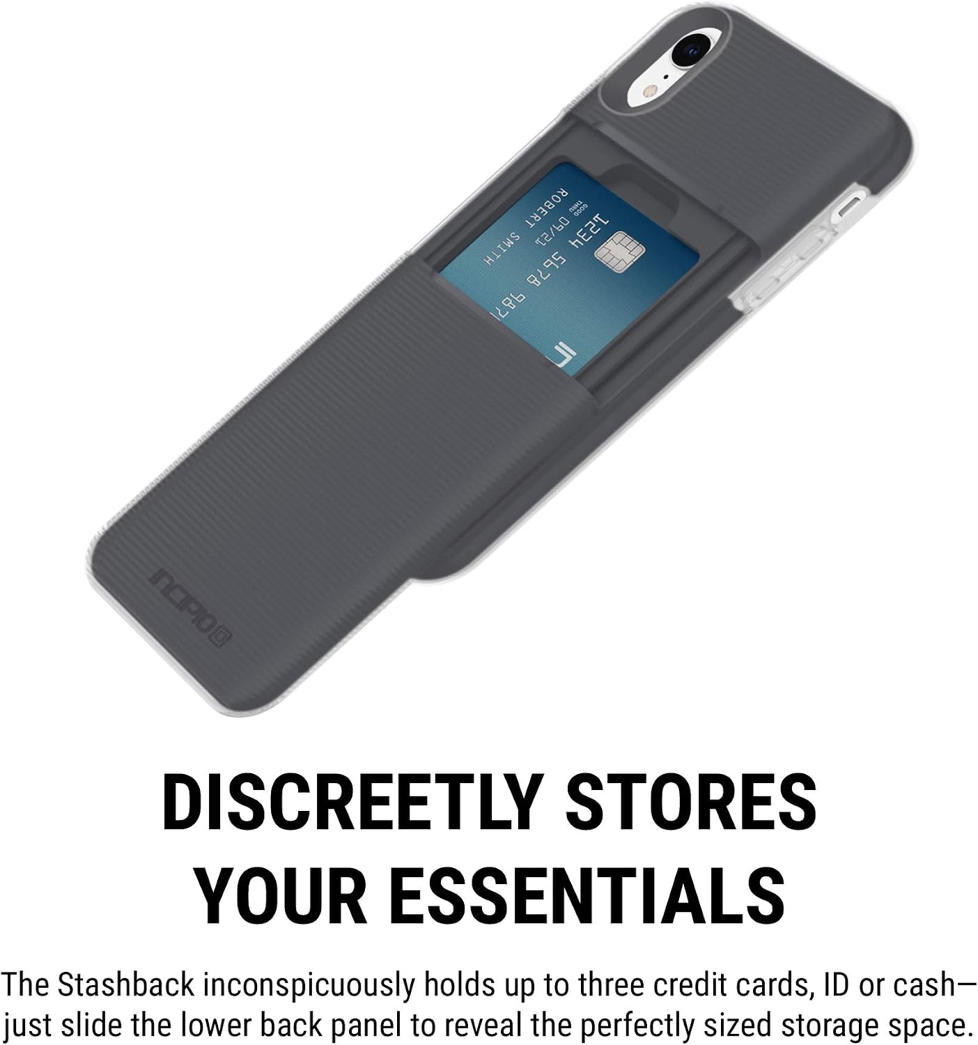 Incipio Stashback Wallet Case for iPhone XR (6.1") with Heavy Duty Credit Card Compartment - Black