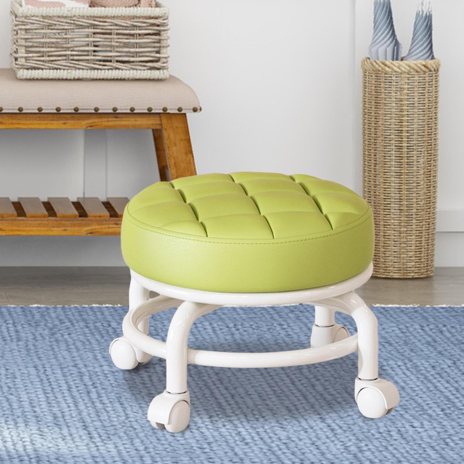 MagiDeal Tabouret Bas Rotatif 360° à Roulettes pour Enfants, Vert