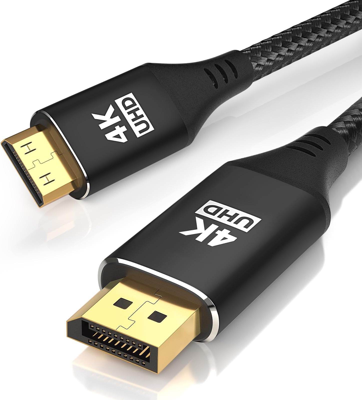 4K DisplayPort to Mini HDMI Cable 6FT, DP to Mini HDMI Male Video UHD 1440P/2K@120Hz,4K@30 Nylon DP to Mini HDMI Uni-Directional Cord for Dell, Desktop, AMD, NVIDIA, Lenovo, HP, ThinkPad