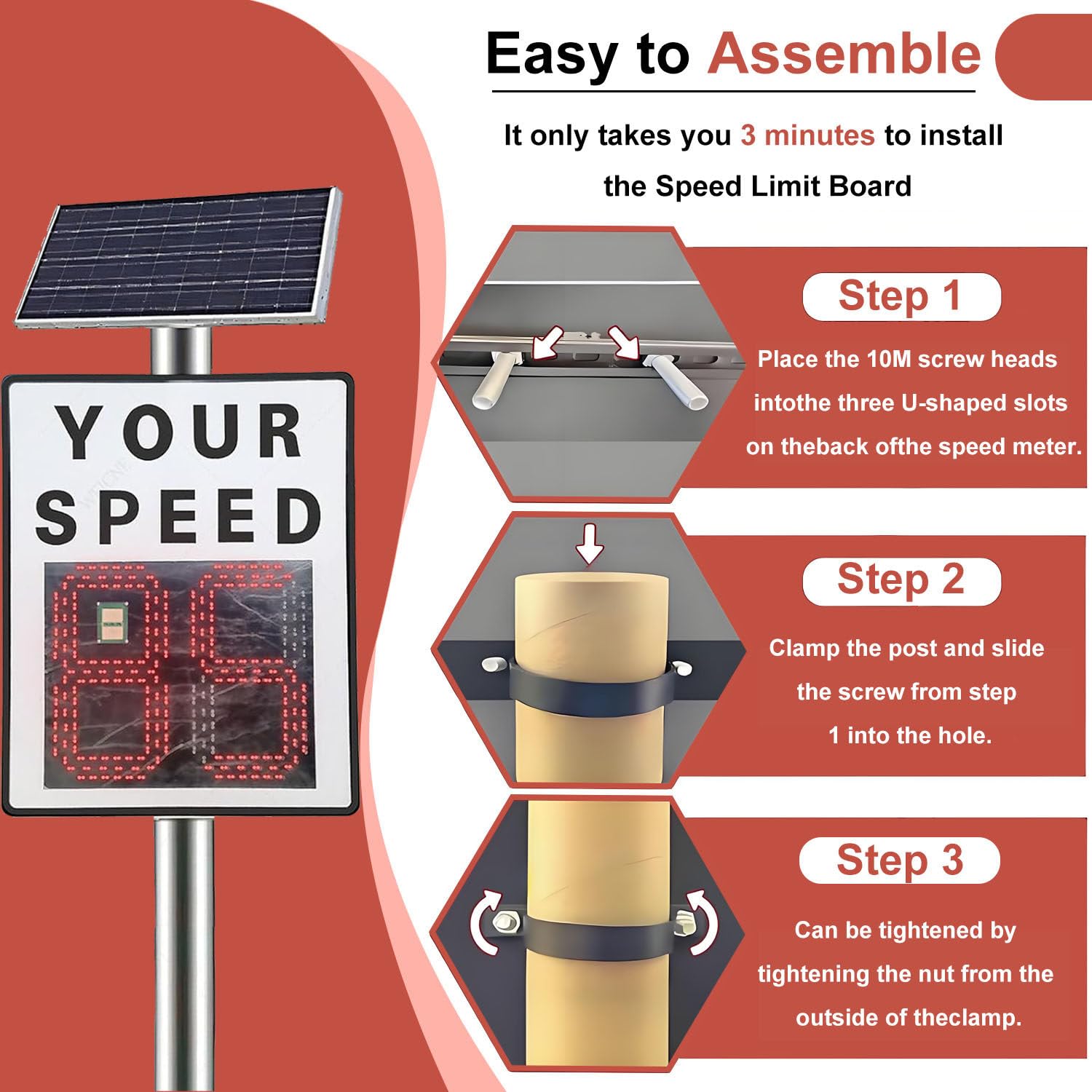 Señales de Velocidad de Radar, señal de Advertencia de Velocidad de Radar Solar, Pantalla de 2 dígitos, Control Remoto inalámbrico con retroalimentación de Velocidad LED Yellow-24 * 35in