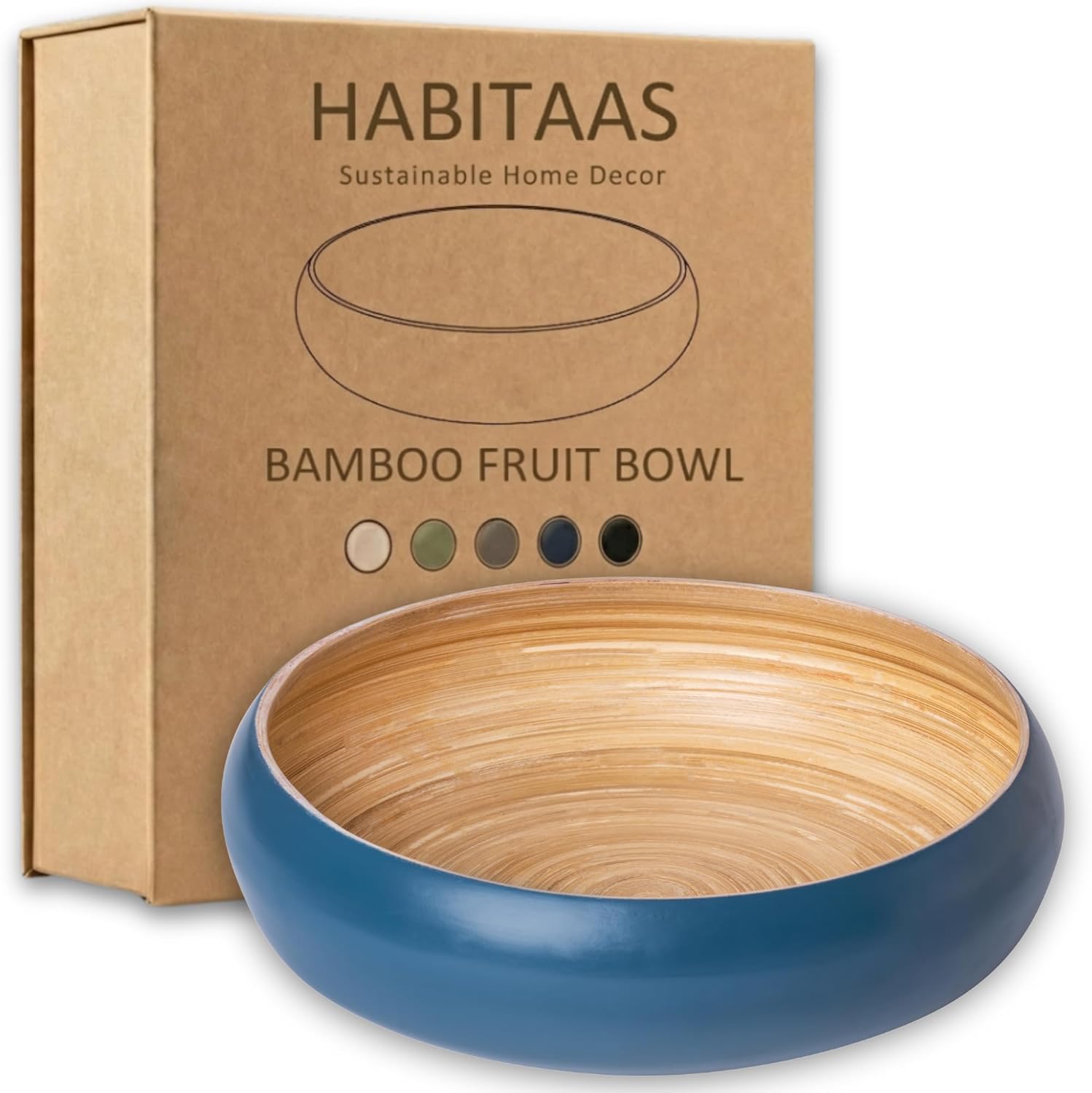 Handmade Spun Bamboo Fruit Bowl for Kitchen Counter – Large 11.75" Fruit Basket for Kitchen Counter, Eco-Friendly Decorative Serving Bowl for Home Decor, Produce Storage & Centerpiece (Gray)