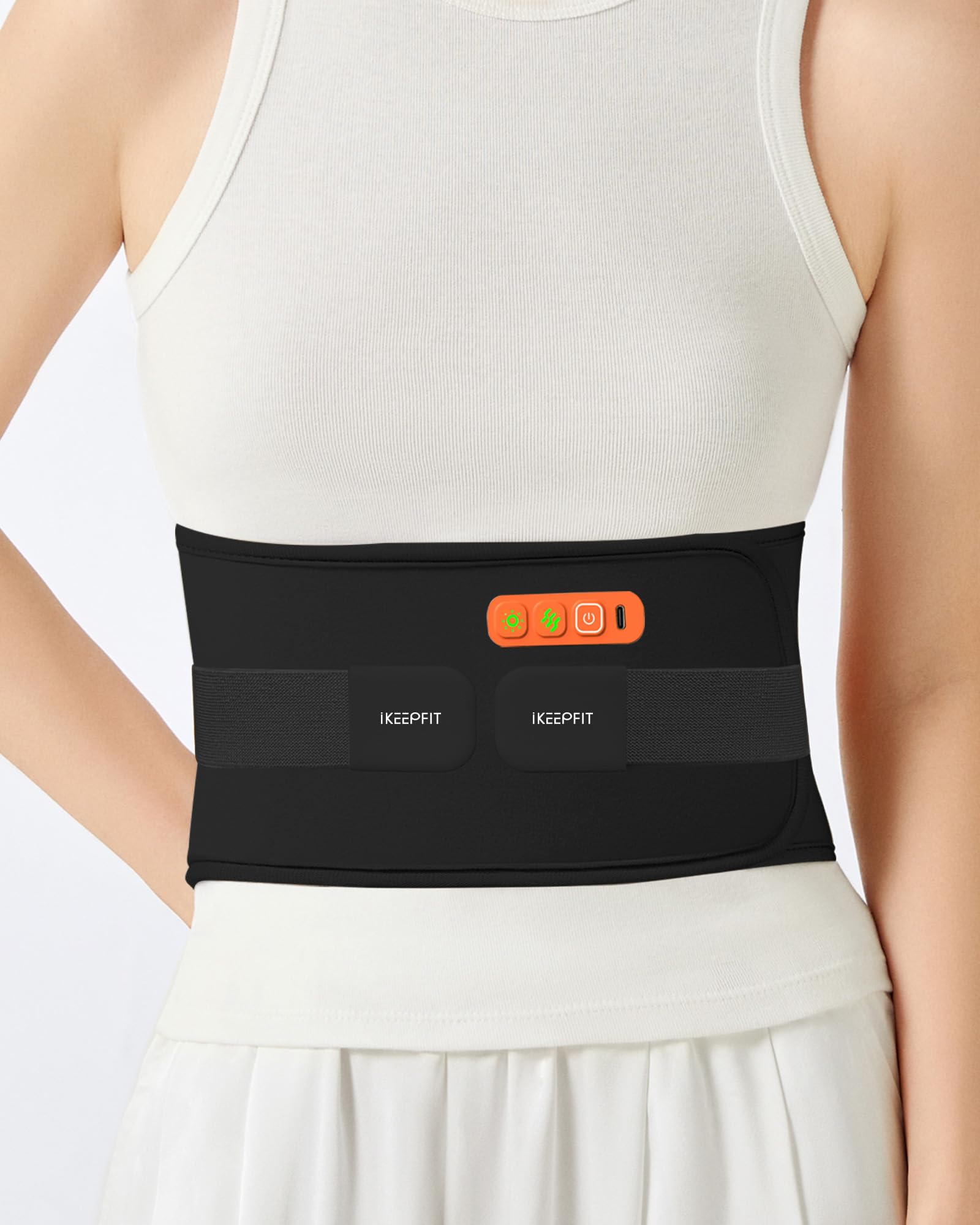 Almohadilla térmica inalámbrica para aliviar el dolor de espalda: MAXwarm 3.0 [2025 actualizada], almohadilla de calor eléctrica IKEEPFIT con masajeador para calambres menstruales, extra grande de 65