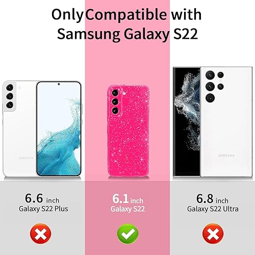 Miniatura 2 de MINSCOSE Funda compatible con Samsung Galaxy S22 5G, bonito color neón brillante, con purpurina, delgada, delgada, a prueba de golpes, de silicona,