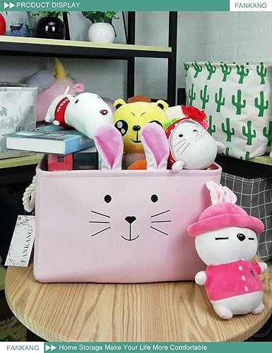 Miniatura 4 de FANKANG - Cesta rectangular de tela con estampado de dinosaurios para almacenamiento de guardería, cesta de almacenamiento, bolsa de libros, cestas