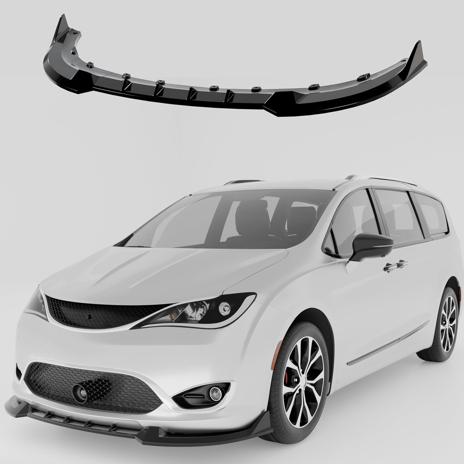 Front Bumper Lip Splitter Compatible with Chrysler Pacifica 2016-2020 Accessories Under Chin Spoiler Body Kit Add On ABS Material Gloss Black