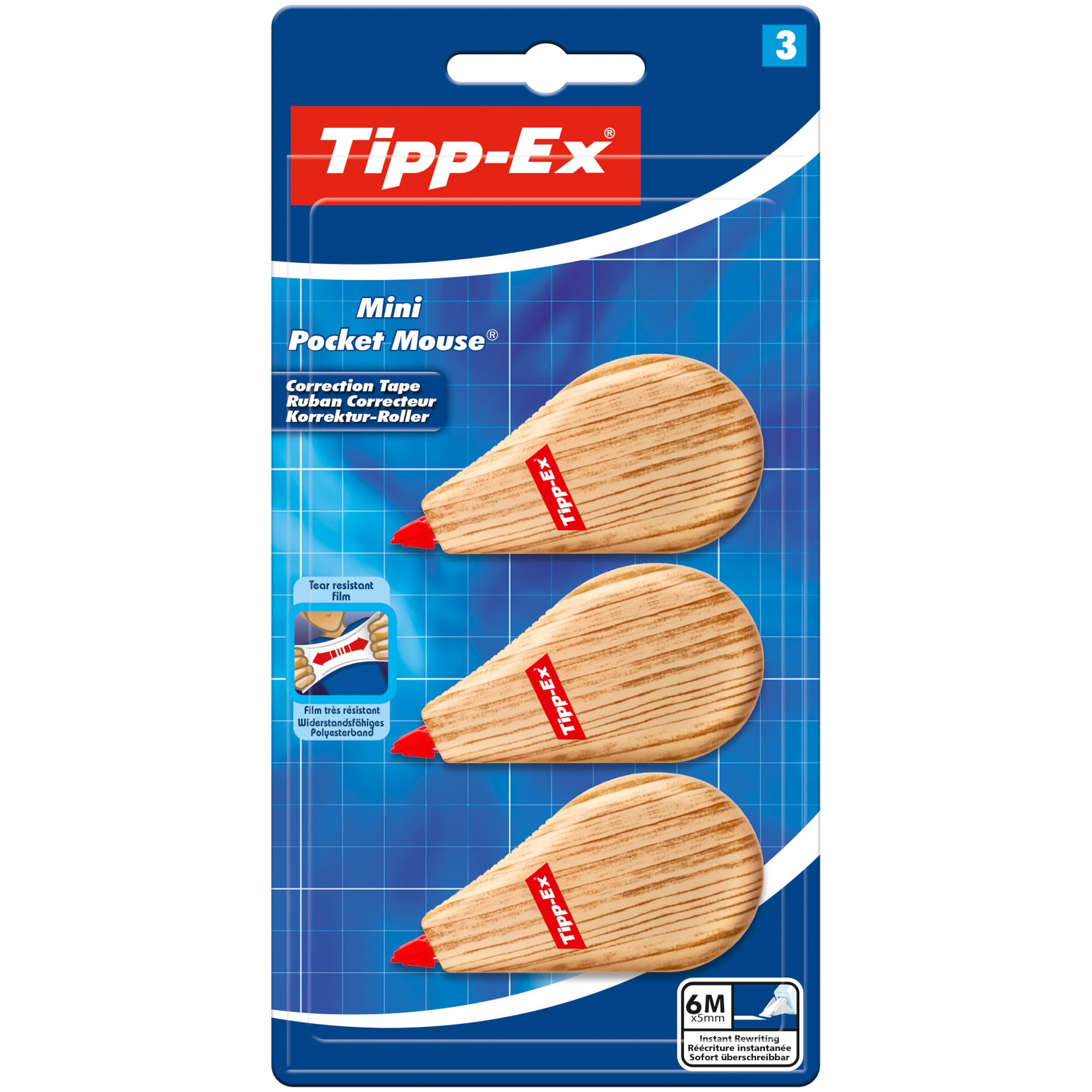 Tippex Mini Pocket Mouse Wood Effect Pack of 3 - Amazon Exclusive