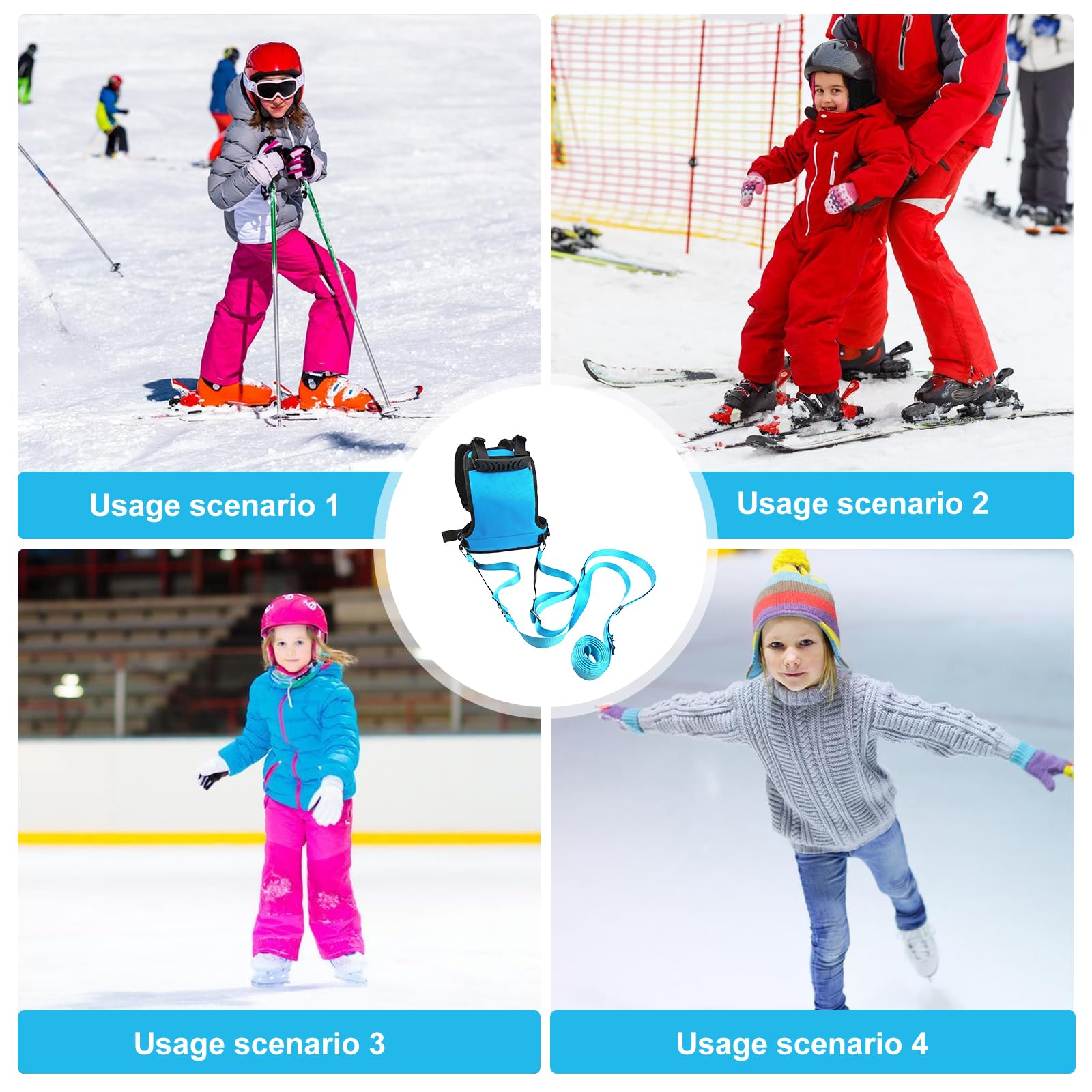 Ski-Trainingsgurt, Ski- Und Snowboard-Trainingsgurt, Ski Harness, - Und Snowboard-Trainingsharnisch Mit Nylonschlaufe, Trainingsgeschirr Für Anfänger, Zum Fahren, Snowboarden(Blau)
