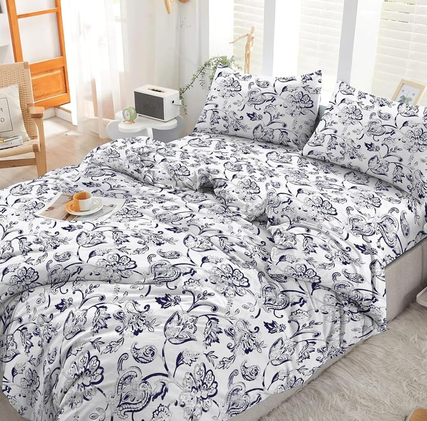EverSoft Bedding 3Pcs Set 100% Egyptian Cotton Printed Duvet Cover & 2 Matching Pillowcase Pair 400 Thread Count Double Duvet Cover Set, Quilt Reversible Double Size Floral Bedding Set โ image 1