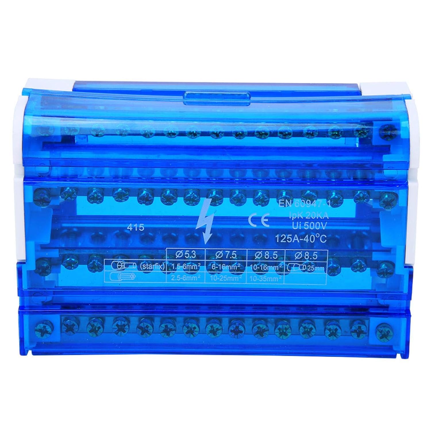 Kadimendium Terminal Block Distribution Box DIN Rail Terminal Block Kit 4 Level Single Phase Junction Box Distribution Box with Transparent Dust Cover for Electrical Engineering