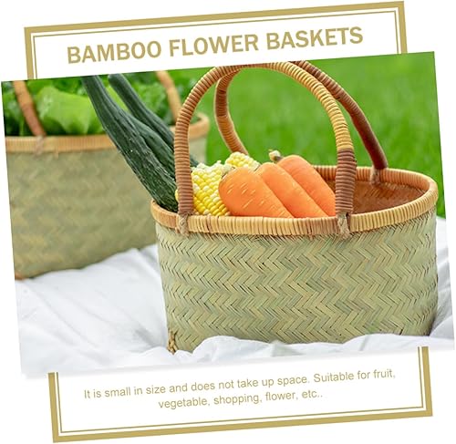 Miniatura 9 de Cesta de mano tejida Cestas de frutas Cesta de picnic vacía al aire libre Cesta de bambú Cestas tejidas Cestas multiuso Cesta tejida de bambú Cesta