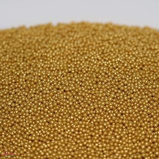 Gold Shimmer Edible Round Nonpareils - 8 Ounces - Metallic Round ball Sprinkles