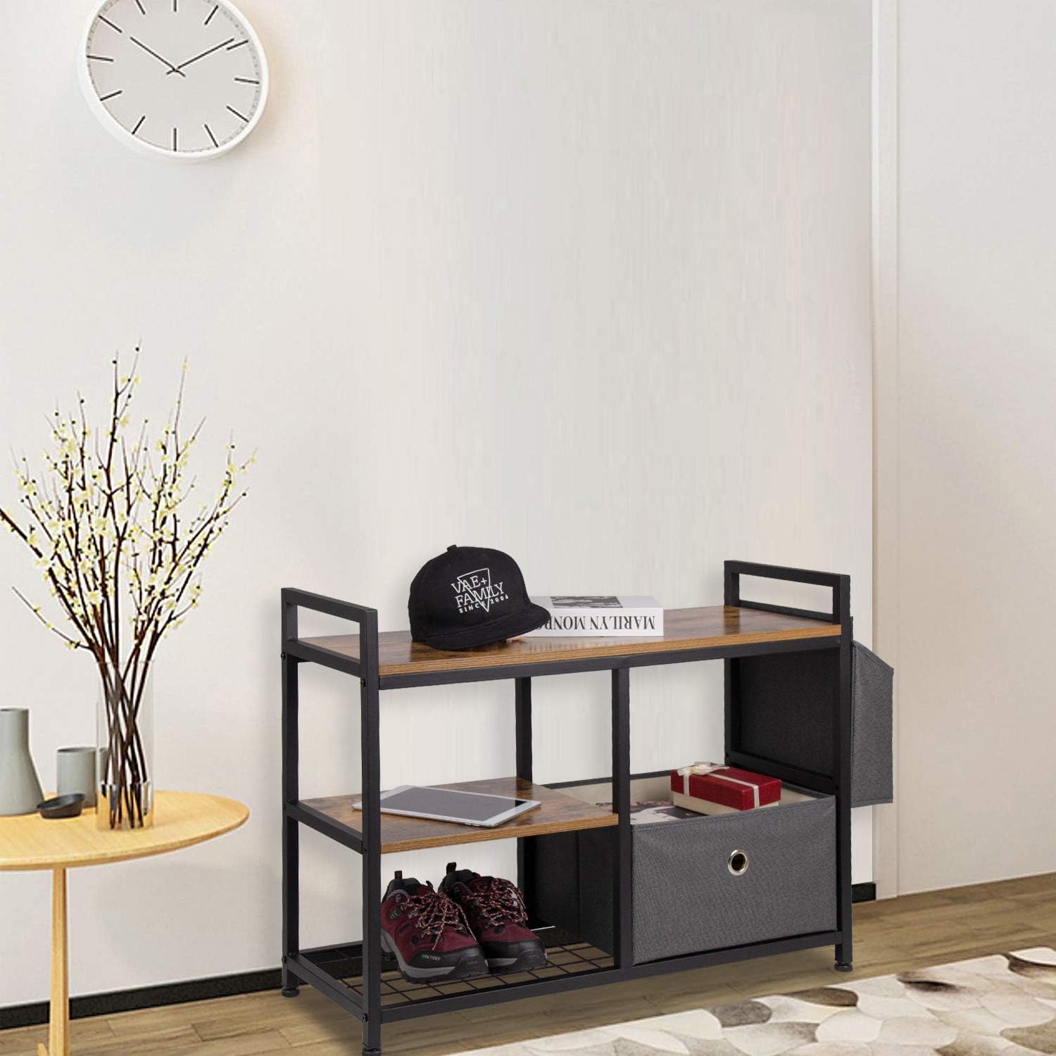 Prоmо Dіѕсоunt Uр Tо 70% оƒƒ Leopard Shoe Rack Bench, 2 Tier Entryway Shoe Storage Organizer Shelf with Folding Drawer for Entryway, Bedroom and Living Room, Shoe Benches with Storage, Rustic Brown