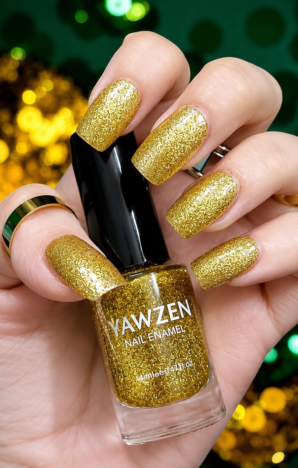 VAWZEN Nail enamel | Glitter Finish | Rich Pigmentation | Chip Free | Quick Drying Formula | Long Lasting | Non Toxin | Vegan & Cruelty Free Nail Polish for Women (GOLDEN GLITTER BH30)-picture-23