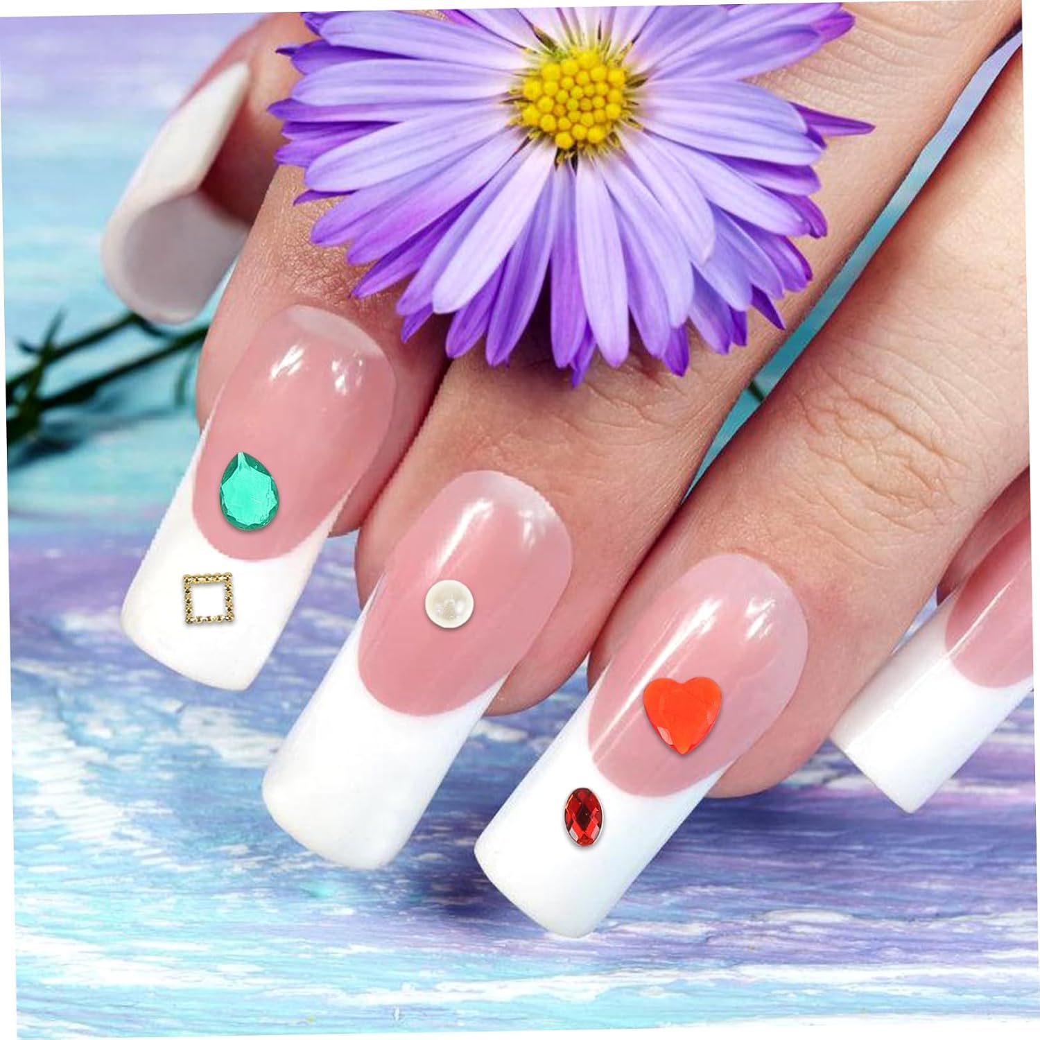 Strip Box Nail Art Stickers Rhinestones for Nails DIY Manicure Accessories Pearl Rhinestone Patch for Lady Girls