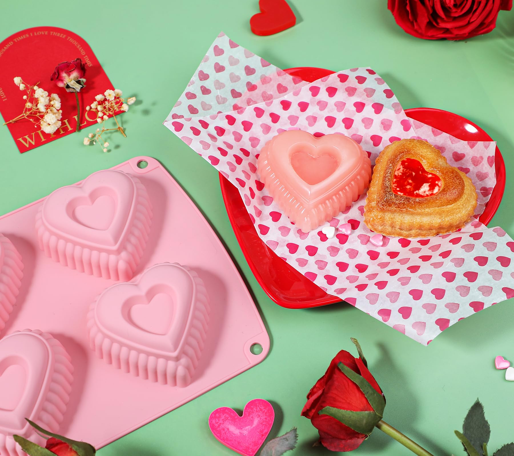 Webake Silicone Heart Cake Mold Tiered Mini Heart Shaped Cake Pans