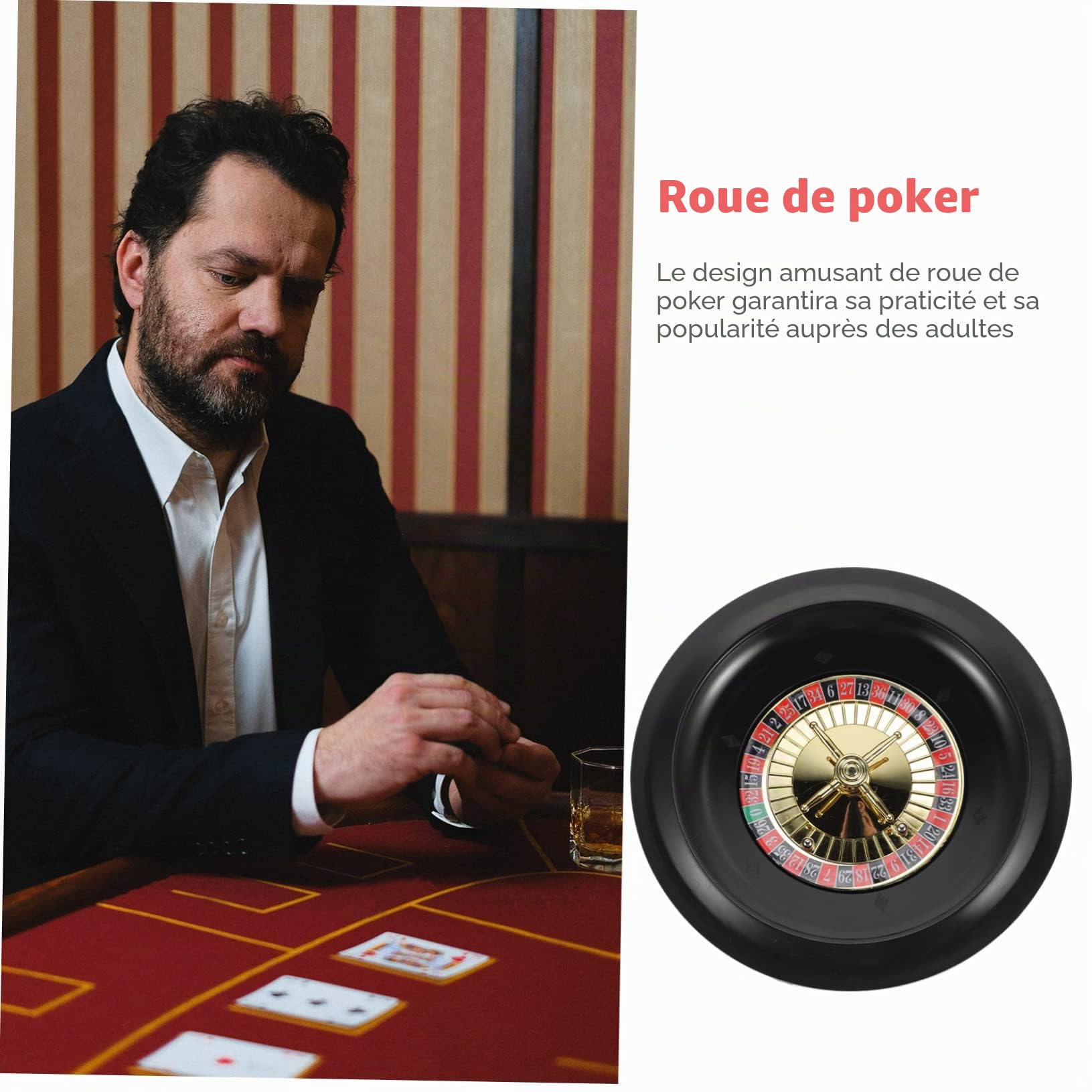 Poker Wheel Kit de jeu Roulette rotative pour fêtes Jeu de table Divertissement pour fêtes d'anniversaire et soirées de jeux