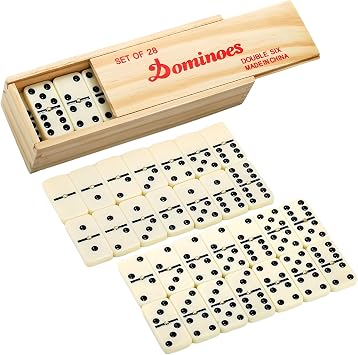 COSORO Classic Double Six Dominoes Set for Adults,Dominoes for Children Board Games,28 Pieces Traditional Dominos Set in Wooden Box,Retro Domino Game Gift for Christmas Family Gathering Travel Party