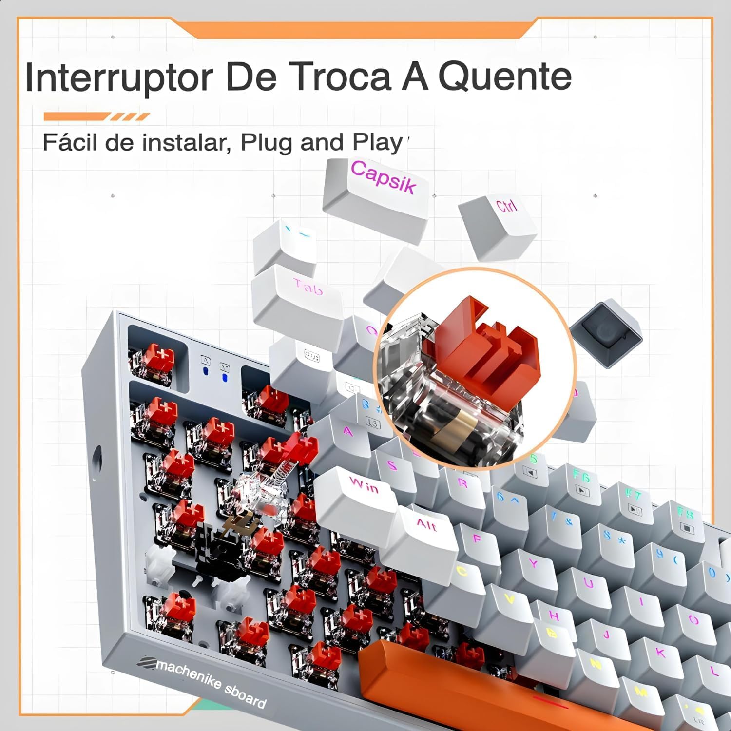 Teclado Mecânico Sem Fio Machenike K500W Hot Swap Tri-mode 94