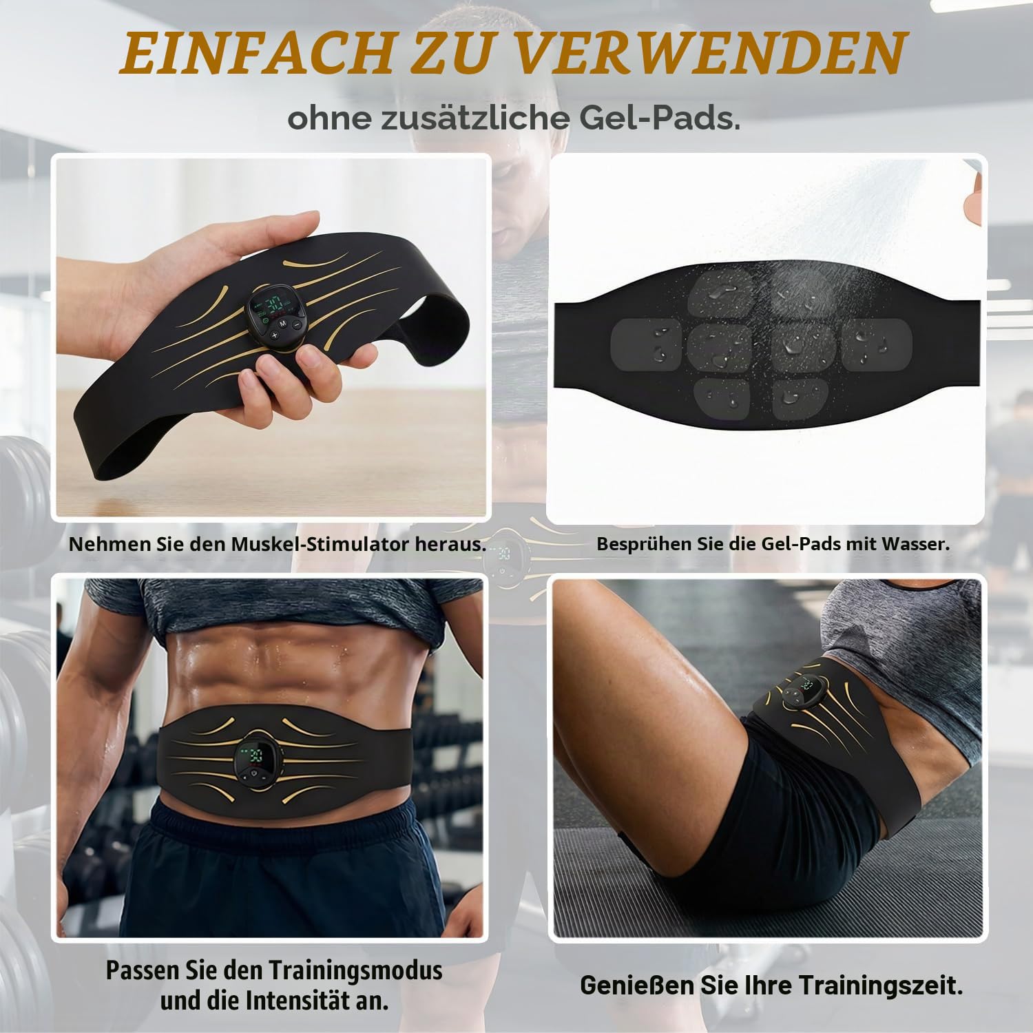 EMS Trainingsgerät Ganzkörper, Bauchtrainer Elektrisch Muskelstimulator EMS Bauchmuskeltrainer Fitness Electric Stimulators 10 Modi & 30 Intensitäten Zero Hard Homeful Übung
