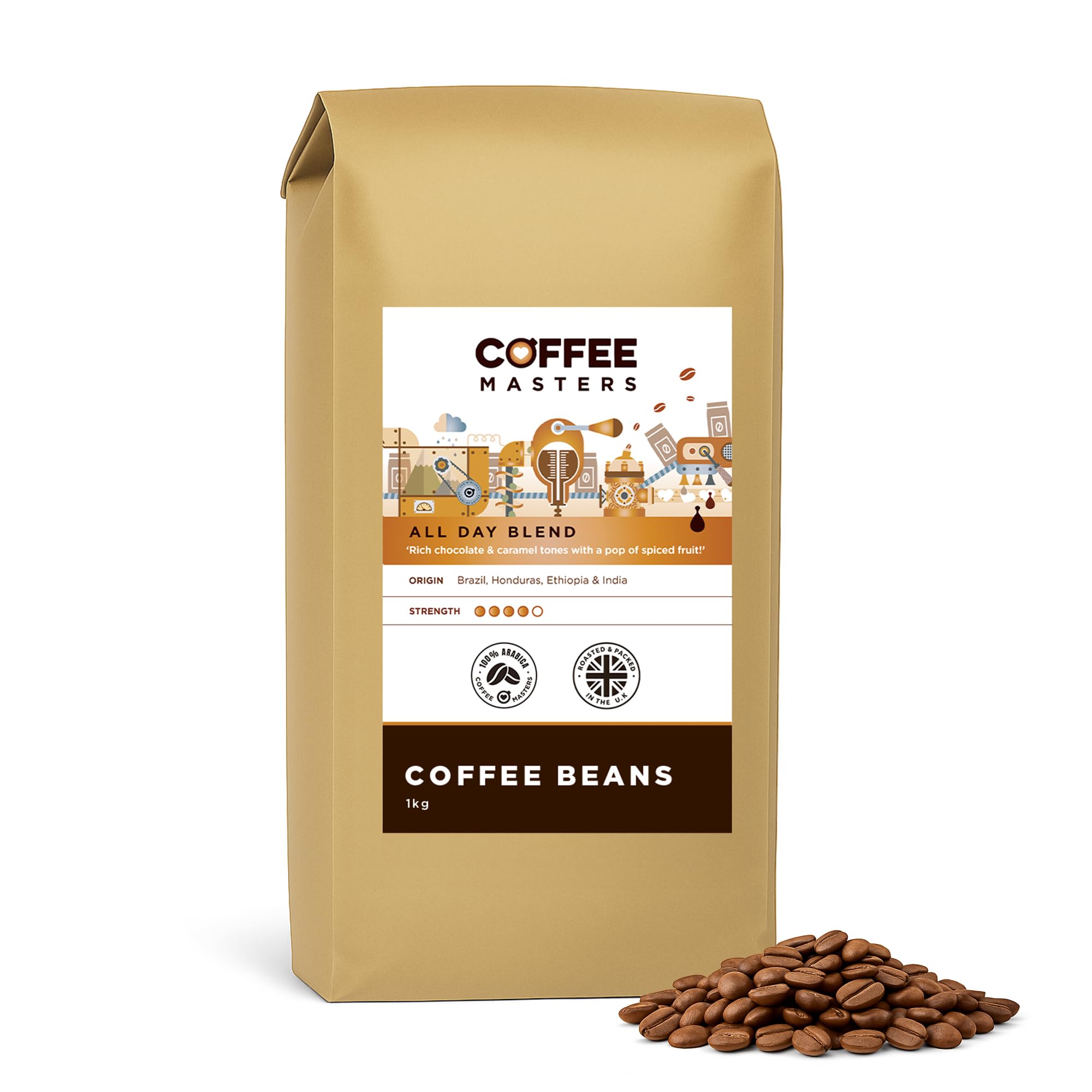 Sponsored Ad – All Day Blend Espresso Coffee Beans 1kg - Medium Roast for Strong and Full Bodied Drink - Whole Bean, Ideal for Barista Machines