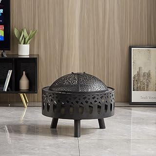 Fire Pits & Bowls, Indoor Smokeless Heating Basin w/Spark Screen, Outdoor Charcoal/Wood Burning Fireplace Stove, Barbecue Grill Firepit ?for Backyard/Patio/Camping BBQ/Bonfire