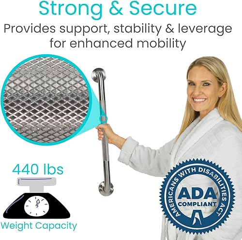 Miniatura 4 de Vive Barra de agarre para bañeras y duchas (texturizada)  Barandilla de seguridad para baño para personas mayores para personas mayores  Asa de