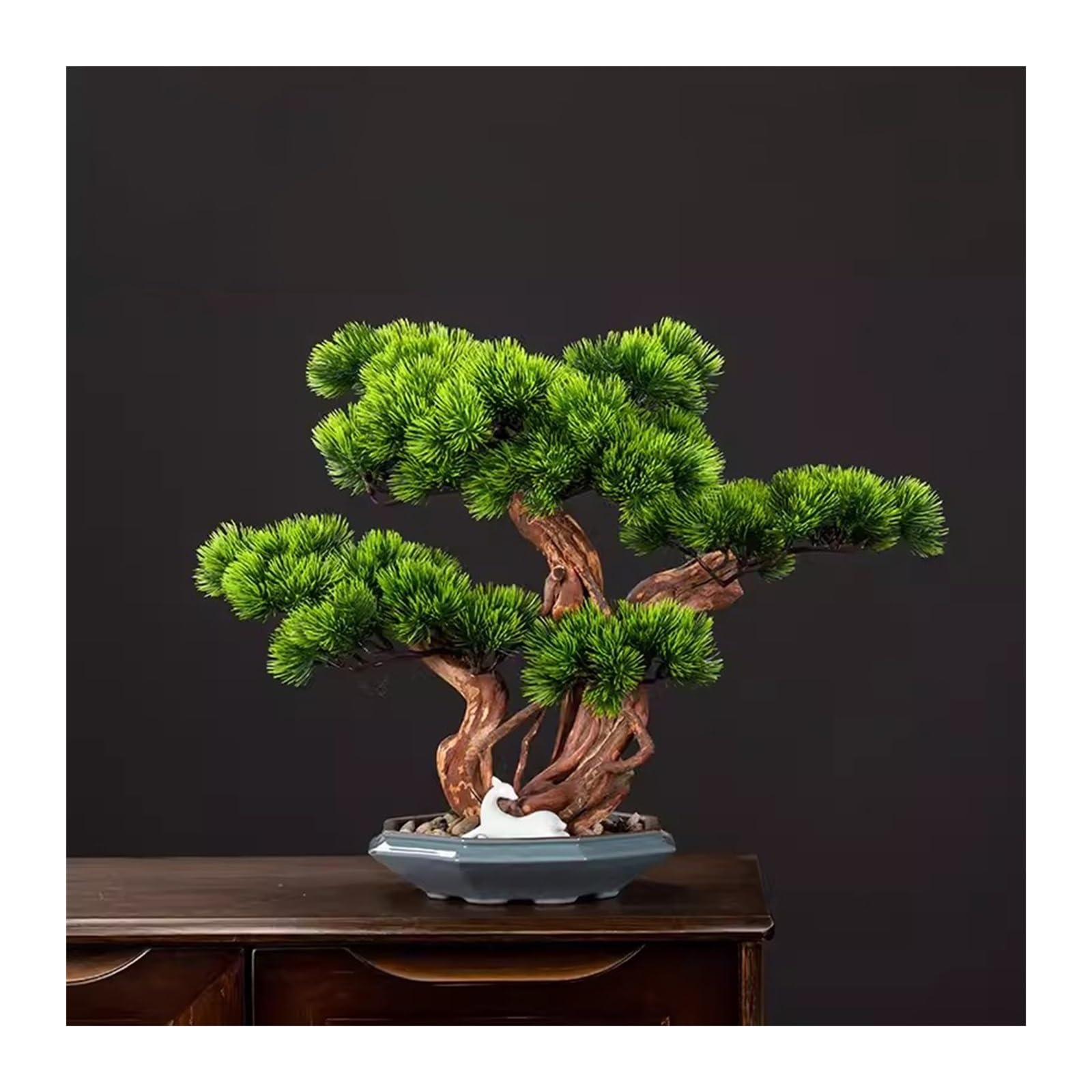IUokLU Artificial Bonsai Tree Chinese Style Artificial Simulation Pine Tree Bonsai Plant Decorations Home Decor Entrance and Living Room Decoration Decorations Artificial Tree