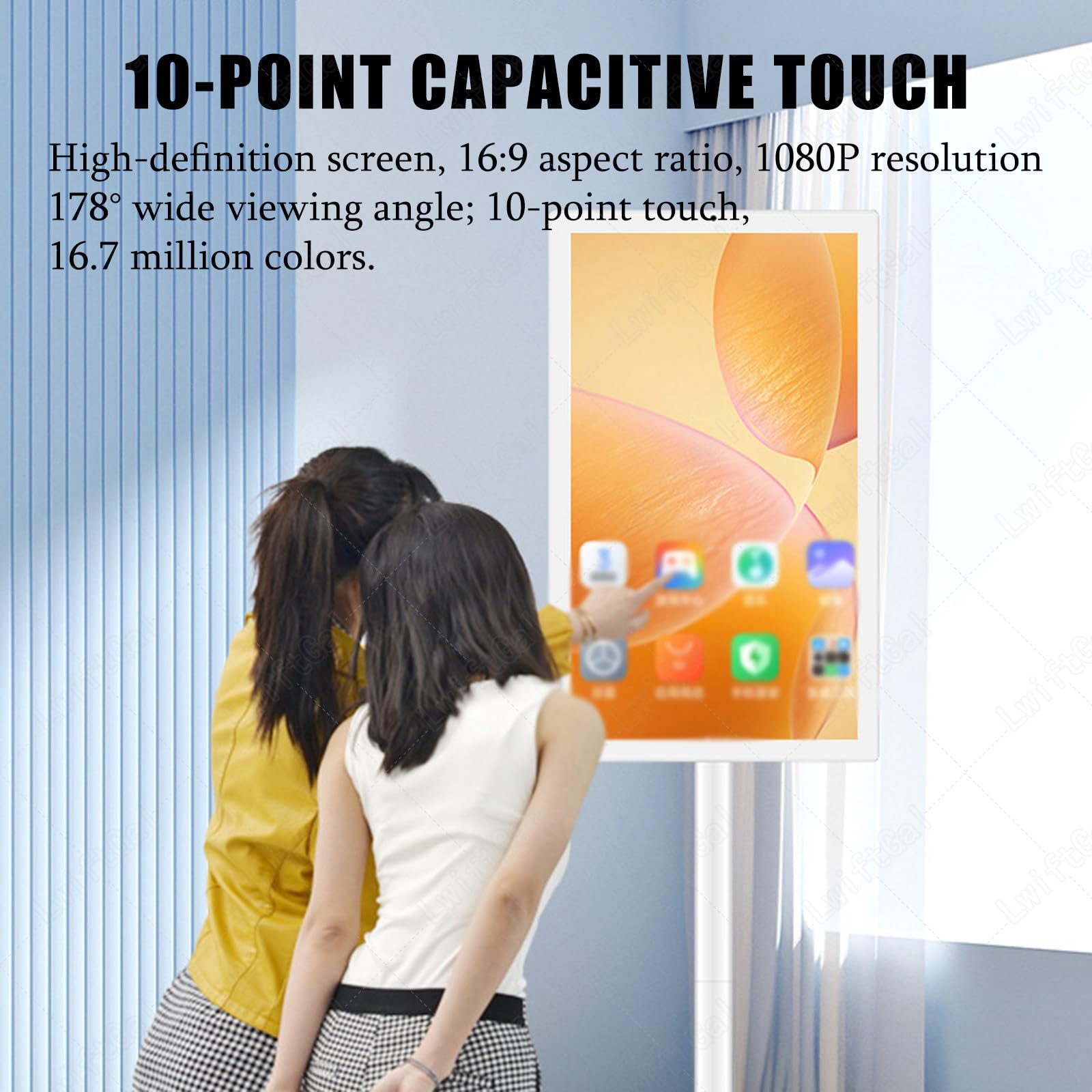 Monitor touchscreen, TV portatile da 21,5 pollici, risoluzione 1080p, Android 13, batteria integrata da 7800 mAh, rotazione girevole, 4 GB di RAM, 64 GB di memoria