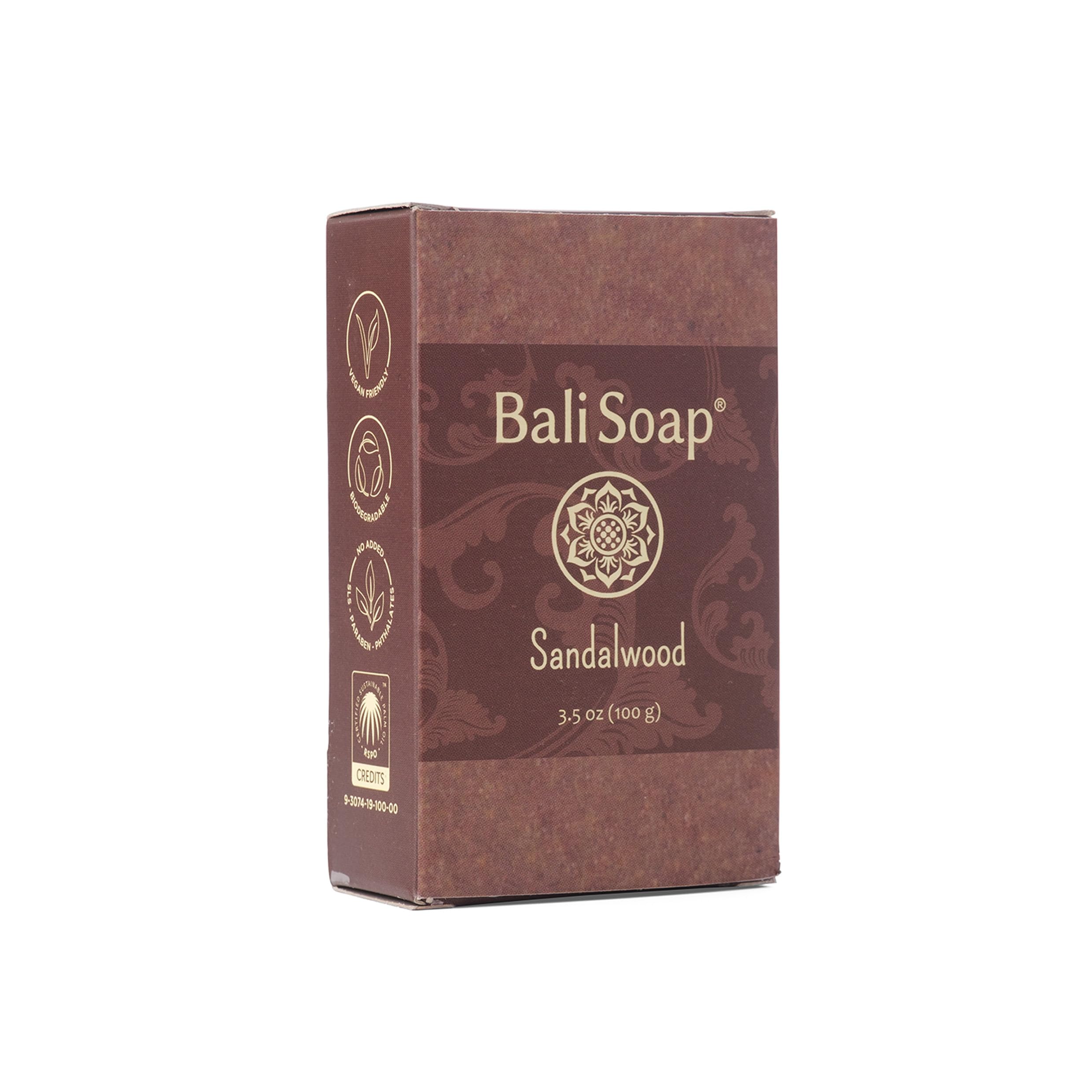 Bali Soap - Sandalwood Natural Soap Bar for Men & Women - Vegan, Handmade, Exfoliating - 6 Pack, 3.5 Oz each
