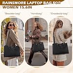 RAINSMORE Sacs pour ordinateur portable pour femmes 15.6 1 cm PU Sacs de rangement en cuir Sacs à main pour femmes