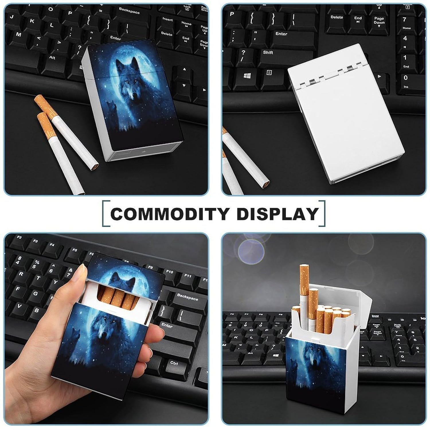 Wolfs Cigarette Case Stylish Lightweight Pocket Holder Case for Smoke Waterproof Cigarette Dispenser Cigarettes Accessories for Outdoor Camping Hiking