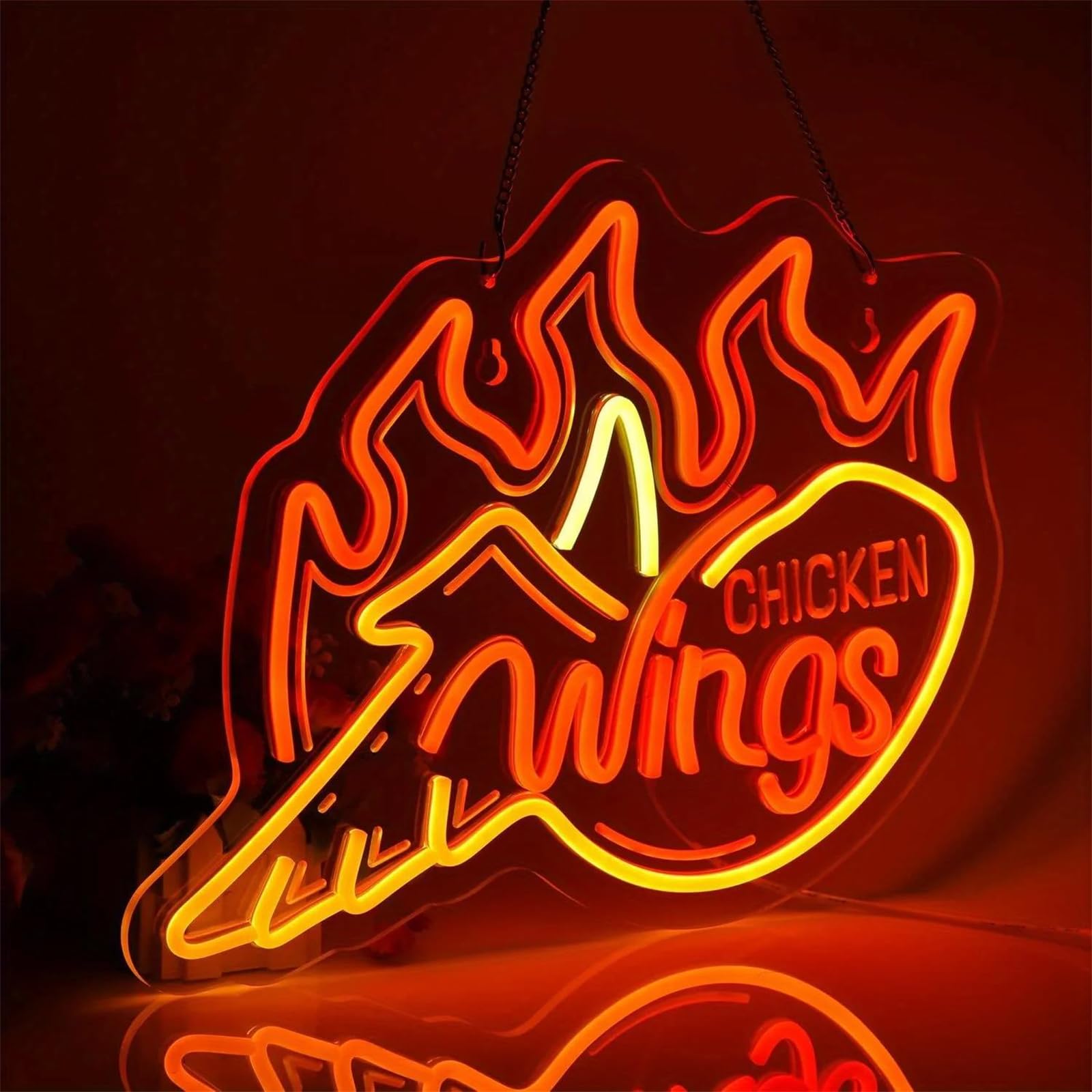 Letrero de neón de ala de Pollo con USB Personalizado Regulable para Colgar en la Pared decoración para Tienda alitas camión Comida rápida Bar Fiesta Restaurante luz de neón led