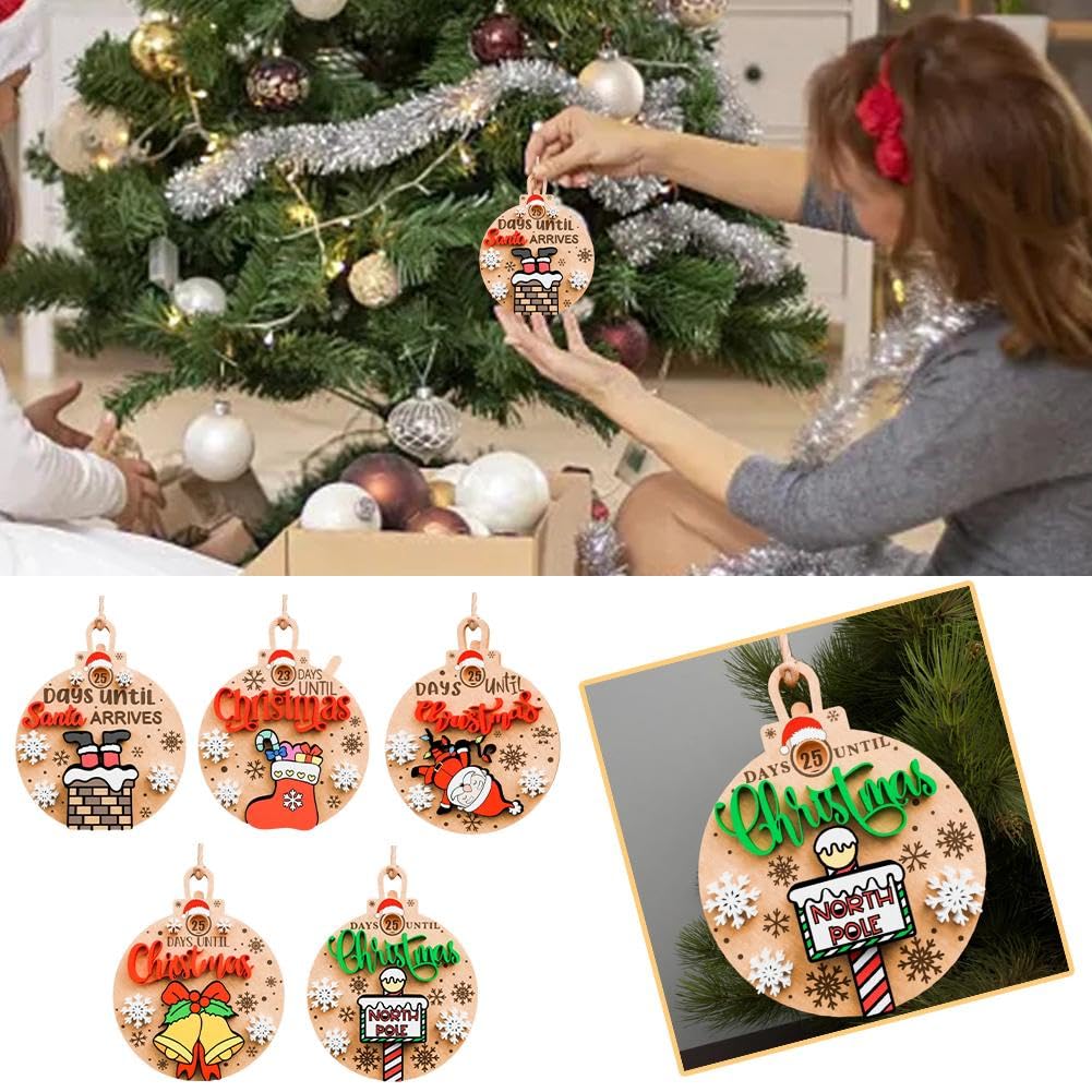 Amazon.co.jp: クリスマスアドベントカウントダウン木製オーナメント