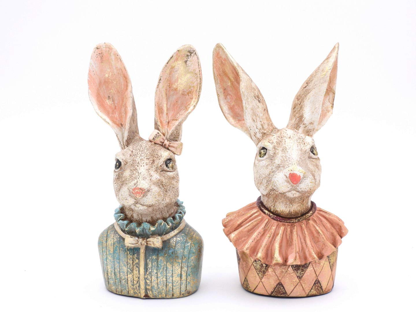 Hasenskulpturen 2 Stück als Pärchen, ca. 22 cm hoch, Hasenfiguren Klara und Karl, für Ostern, als Geschenk und zur Ganzjahresdeko
