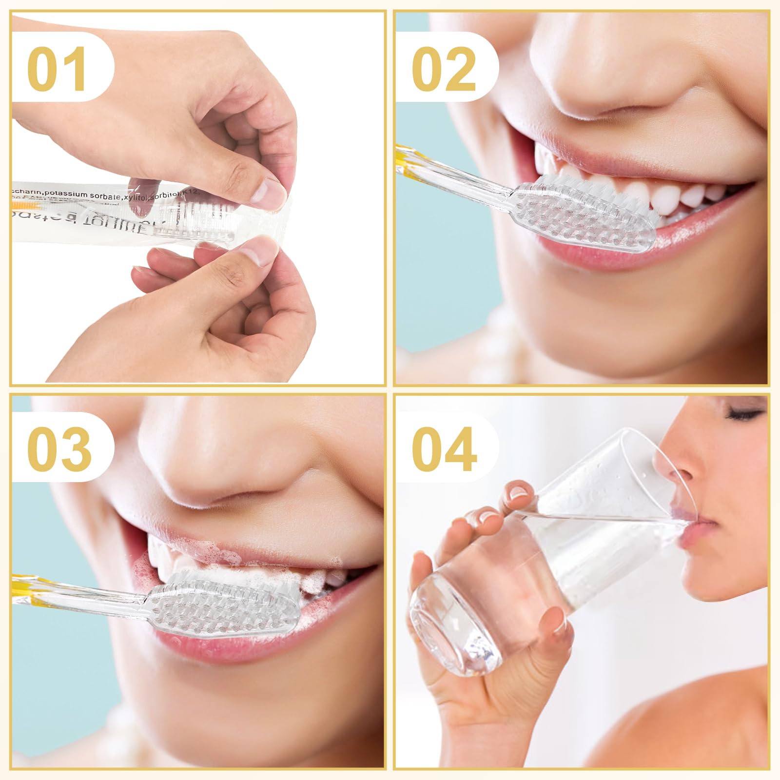 500 spazzolini da denti usa e getta preincollati, confezionati singolarmente, con setole morbide, set di spazzolini da denti da viaggio per senzatetto, regalo per hotel, campeggio, viaggi