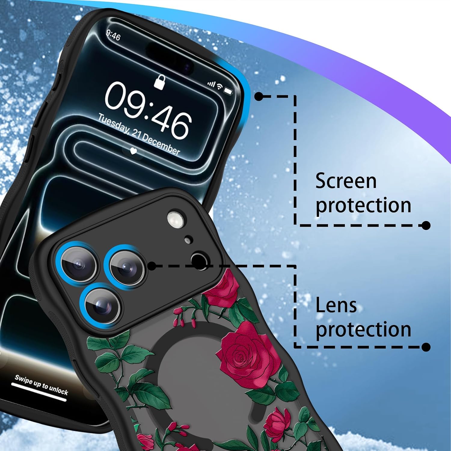 Magnetic for iPhone 17 Pro Max Case Cute Red Rose Flower Design image 3