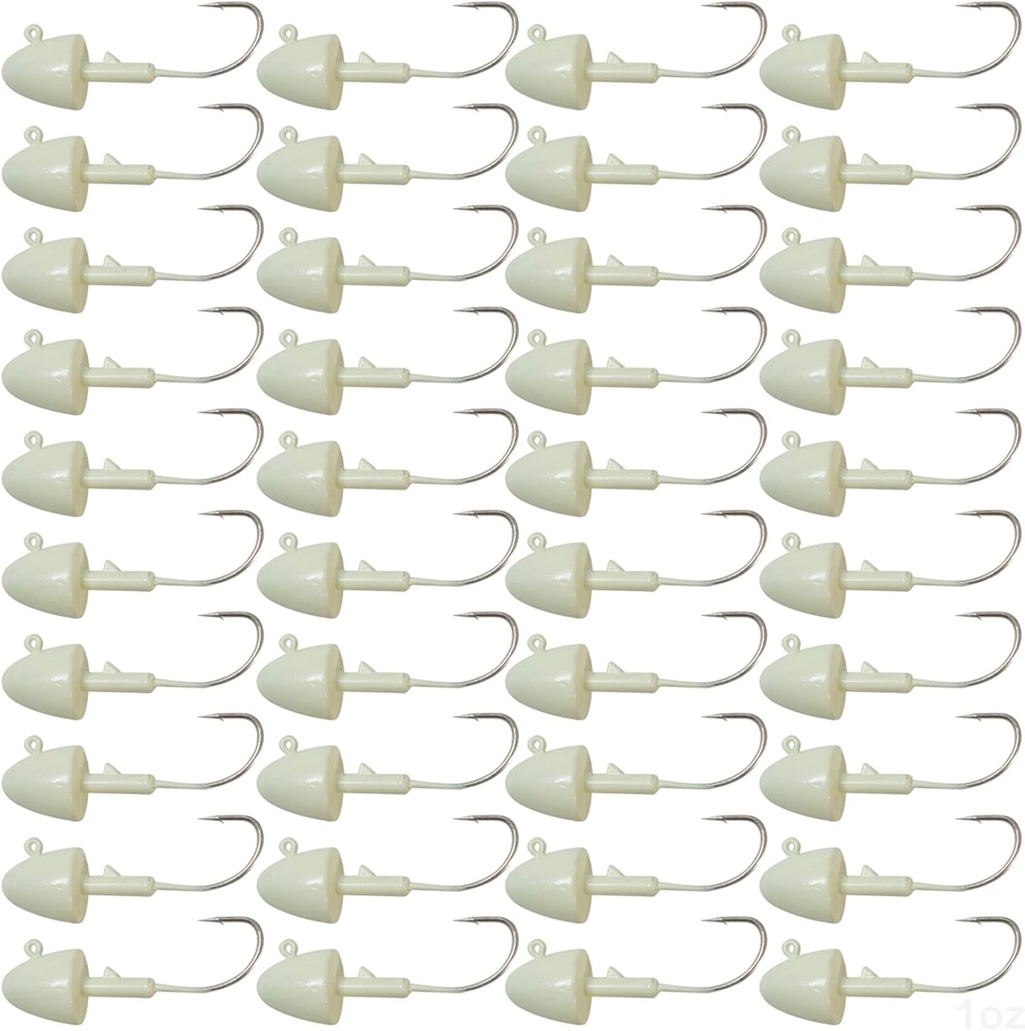40pcs Fish WOW!® 1oz Shad Jighead Bullet Jig Heads - Glow in The Dark
