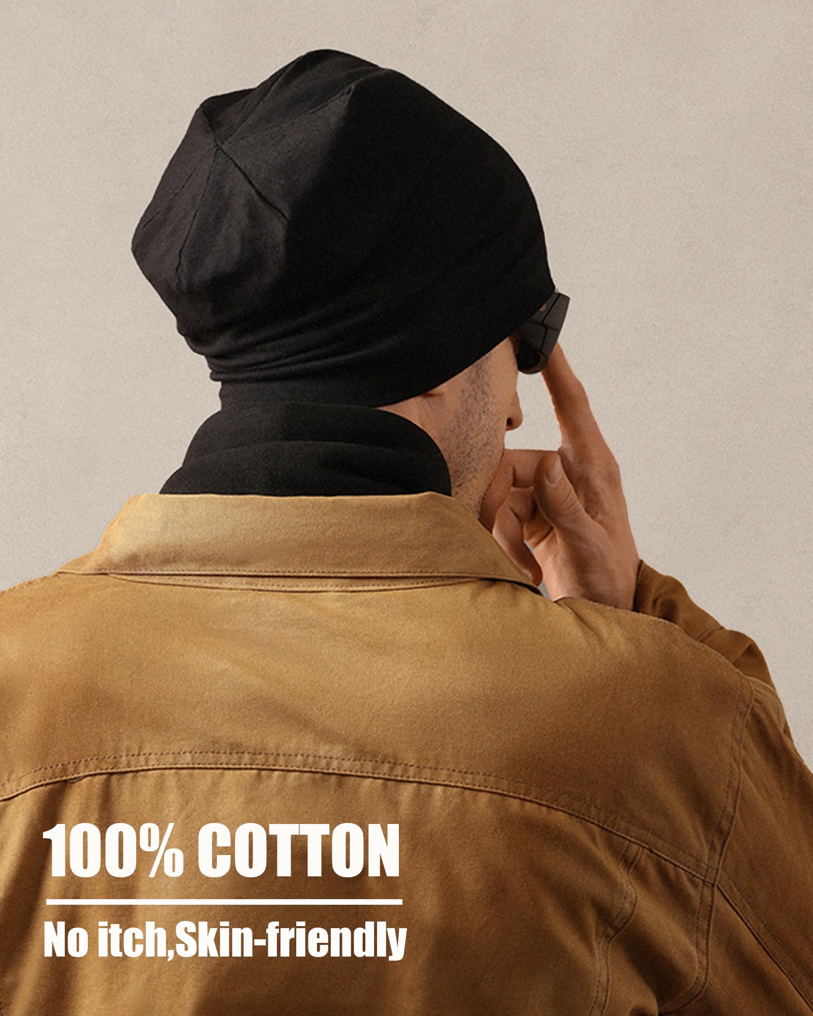 ROYBENS 100% Cotton T-Shirt Beanie for Women Men Slouchy Beanies Soft Hipster Daily Hat Lightweight Skull Cap — view 8
