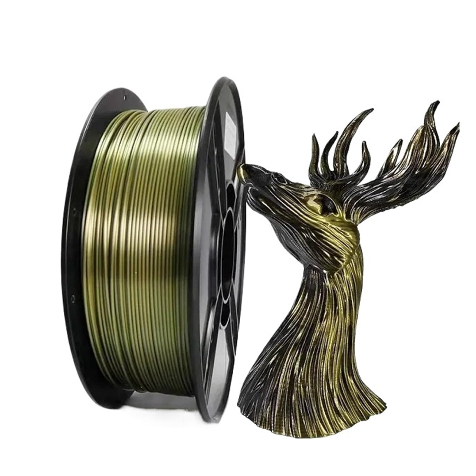 Filamento a doppio colore Seta PLA 1,75 mm 1 kg Stampante 3D Materiale plastico Filamento a due colori PLA Nero Rosso Verde Pacchetto(Bronze Black-1kg)
