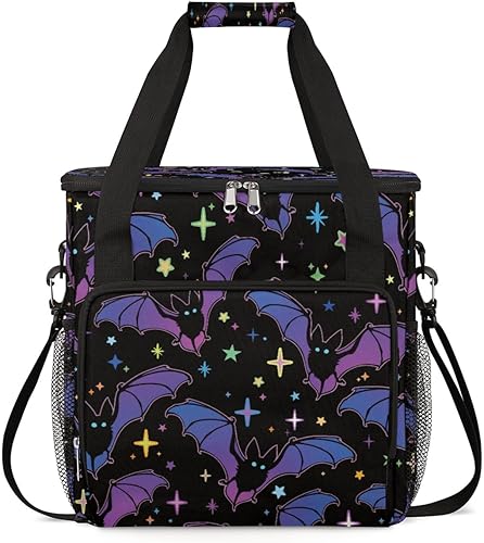 FengQuGou Bolsa de café de murciélago morada para Halloween, bolsa de almacenamiento de viaje con estrella de Halloween, compatible con Keurig