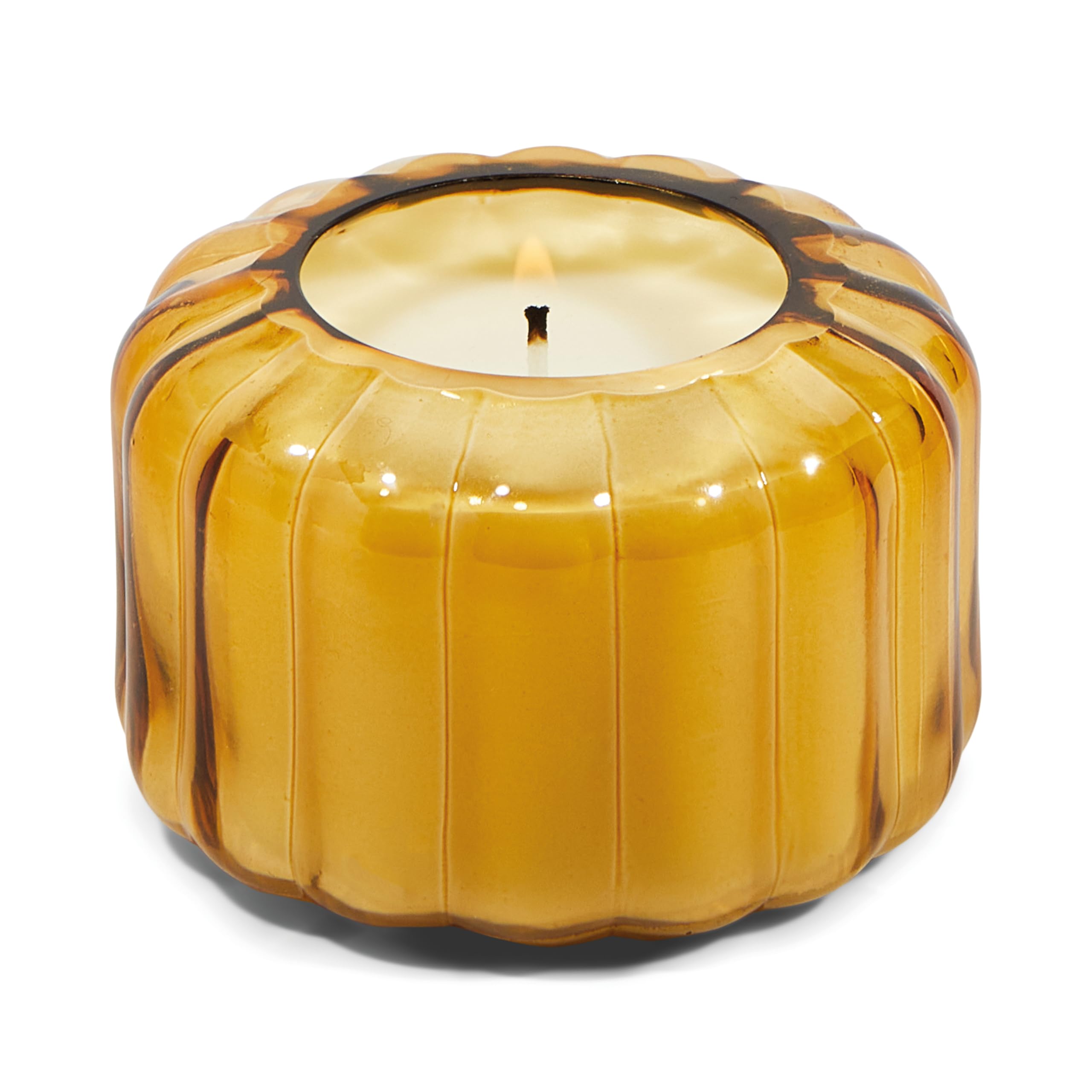 PaddywaxScented Candles Ripple Hand Blown Glass Mini Luxury Artisan Candle, 4.5-Ounce, Tan - Golden Ember