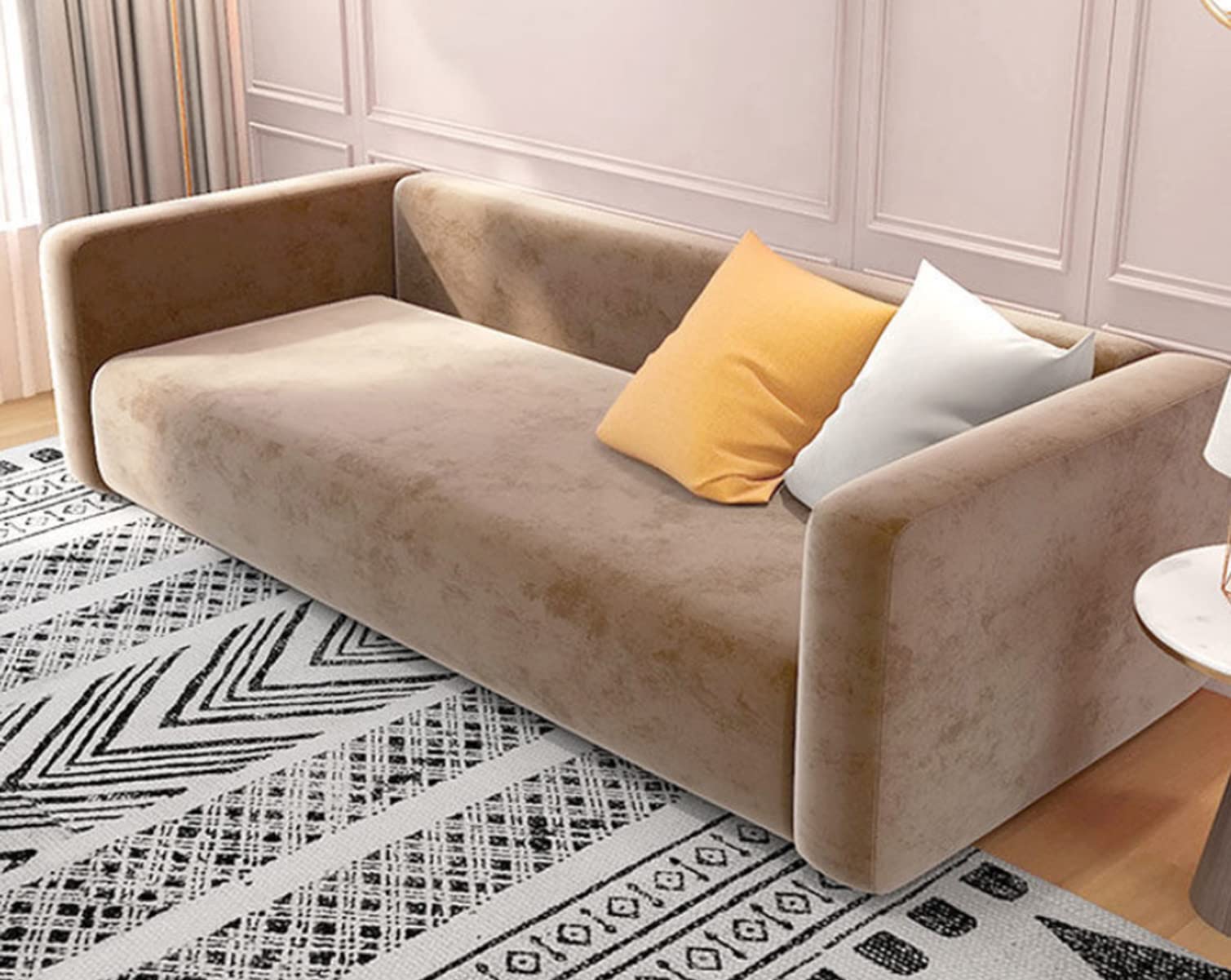 Housse de canapé 4 places kaki en velours extensible pour salon