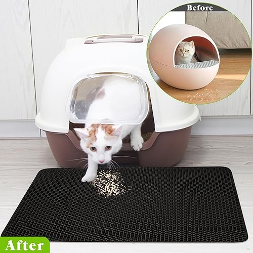 Miniatura 4 de Tapete de arena para gatos, tapete para caja de arena de gatito para piso, tapete de doble capa para trampa de arena de nido de abeja, atrapador de