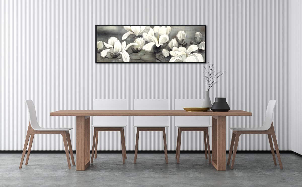 WENGTIAO 3 Pezzi Stampa su Tela Nero e Oro Gigli Fiori Con Cornice Quadro su Tela con Floreale Quadri Moderni Soggiorno Casa Camera da Letto