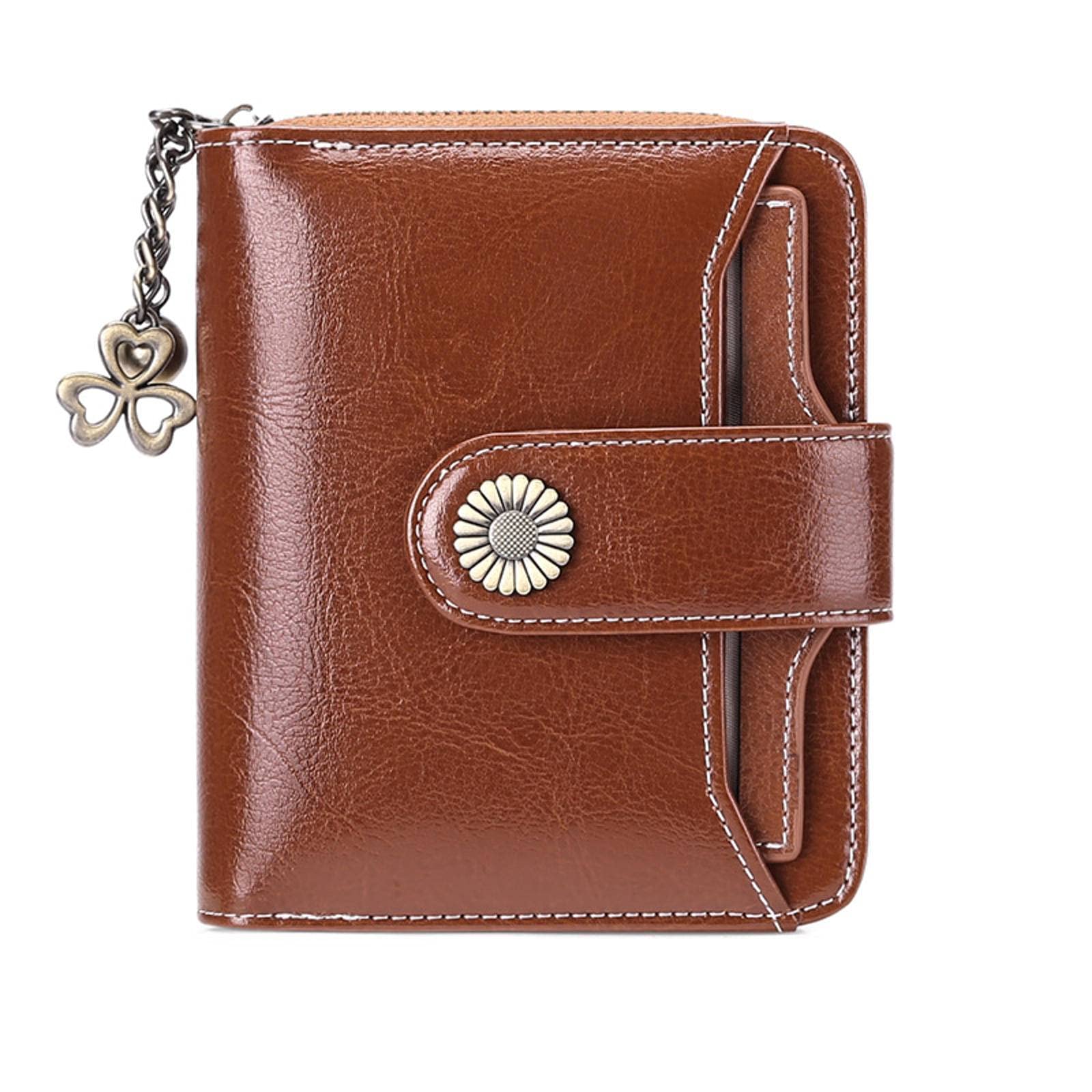 NC Ladies Wallet, Waxed Leather Ladies Wallet, European and American Style Cowhide Coin Purse, Driver's License Wallet