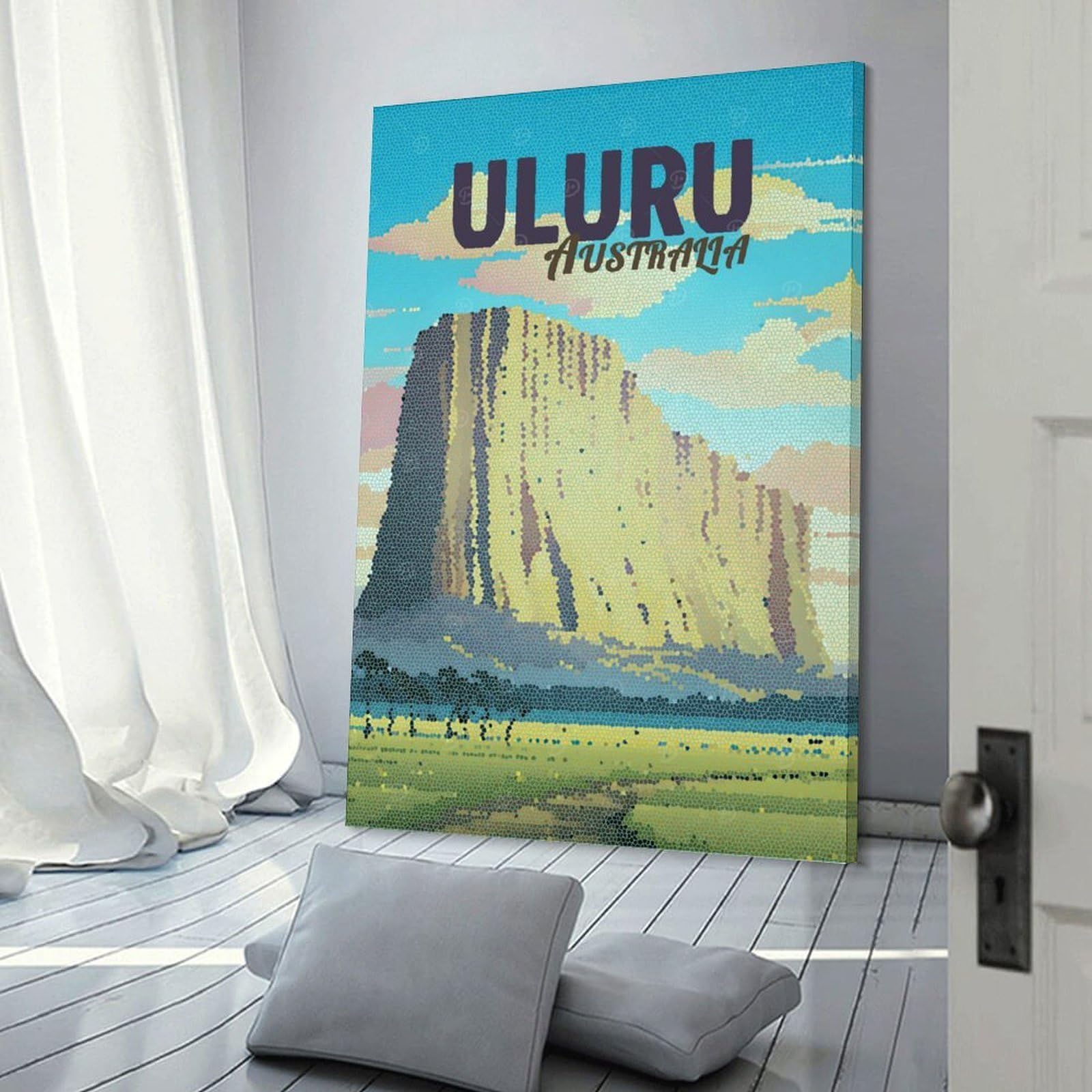 Junmoney Decorative Wall Artwork Uluru Australia Travel, 08x12inch(20x30cm), for Home, Office, Studio Or Guest Room, A Flexible Wall Accent for Shared Spaces