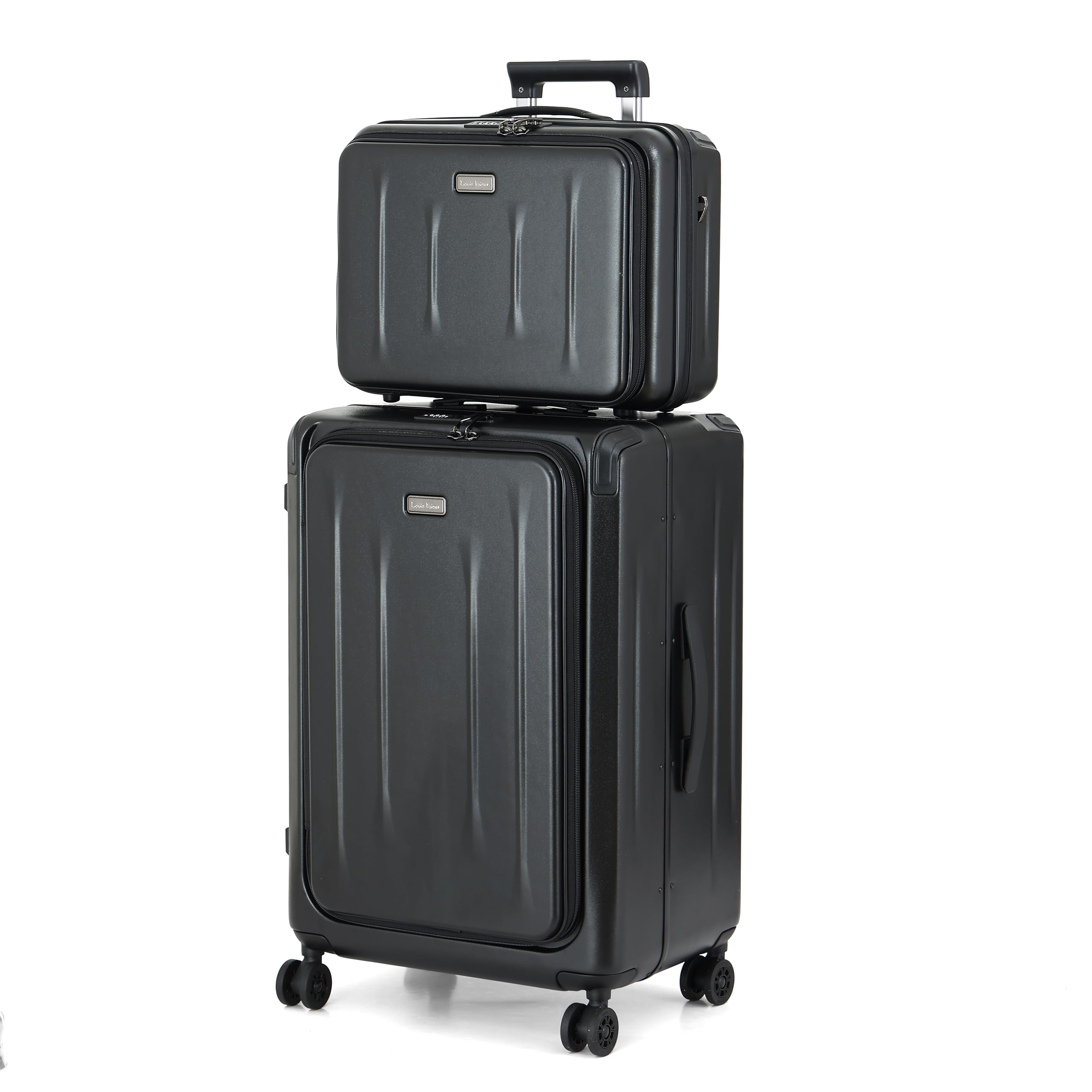 Top Opening Luggage, 16Inch &amp; 25 Inch Airline Approved ABS+PC Hard Shell Suitcases with Silent Wheels, TSA Lock,Front Pocket and Wet-dry Separated Six-piece Set(Black)