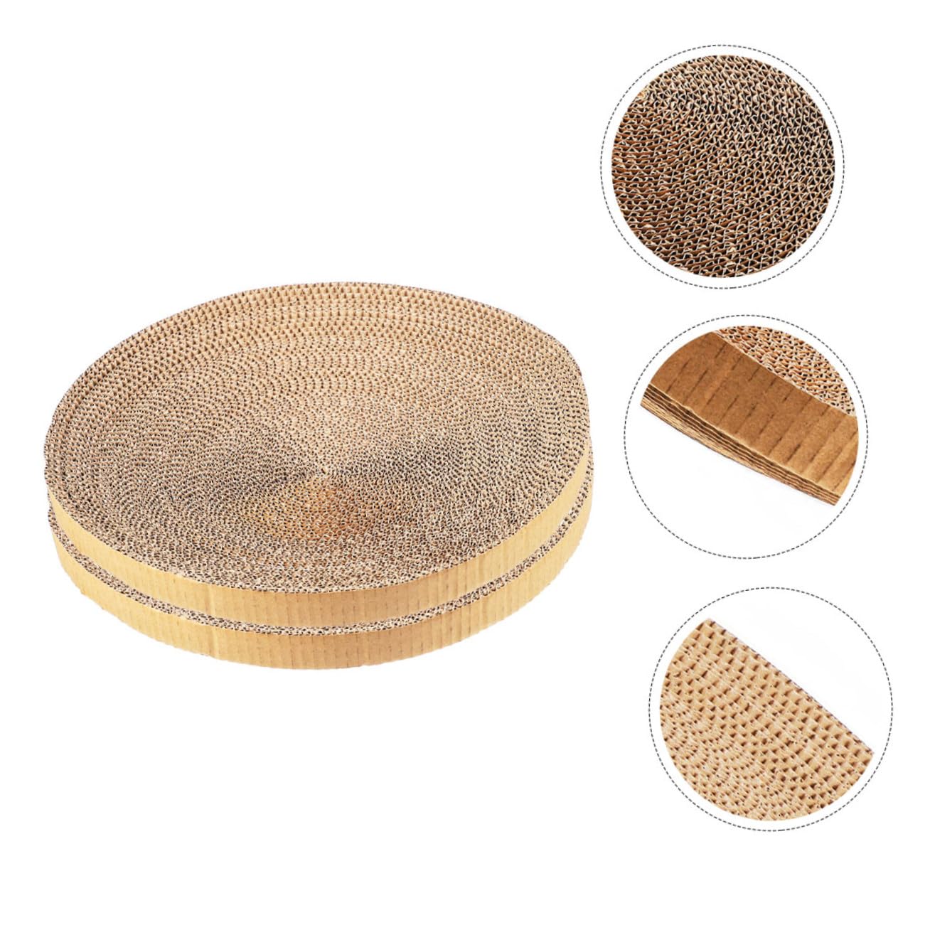 2 Stück Katzen Kratzbrett Ersatz Kern aus Leichter Verschleißfester Papier Wellpappe Runde Kratzmatte für Katzen Einfach Überall Platzierbar Khaki