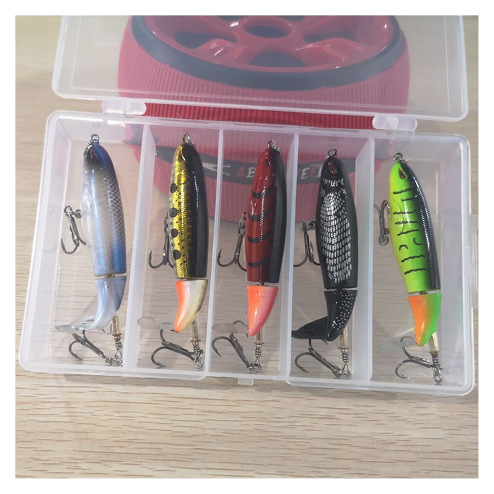 Esca da Pesca Set da pesca Set Bait con scatola rotante coda ad esca duro esche da pesca esche artificiali esca artificiale ganci duro per la pesca tackle da pesca 5 pz Esche Artificiali