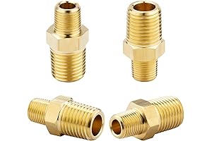 KOOTANS 1/4 x 1/8 NPT Male Nipples, 4-Pack Solid Brass Reducer Fittings